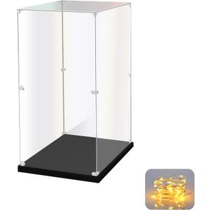 Acrylic Display Case for Collectibles Assemble Clear Acrylic Display Box for Lego Alternative Glass Case for Showcasing Figures Doll Toys Home Storage(10x10x15.7 inch, 25x25x40 cm)