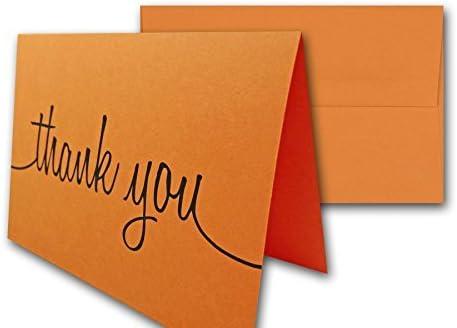 CutCardStock Thank You Note Cards & Envelopes - 25 cards and envelopes (Orange Fizz (Orange))