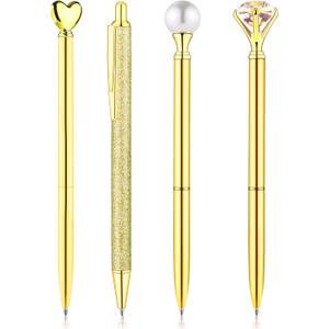BESARME 4 Pcs Gold Pens for Writing, Gold Gifts for Women Girls Cheap Bridal Shower Gifts for Women Wedding Pens Guest Pen Cute Pen for School Office Supplies