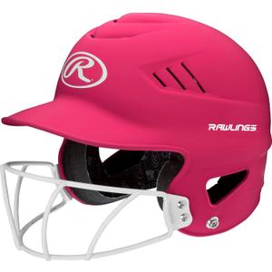 Rawlings | COOLFLO Batting Helmet with Facemask | Fastpitch Softball | One Size fits Most (6 1/2-7 1/2) (Matte Pink)