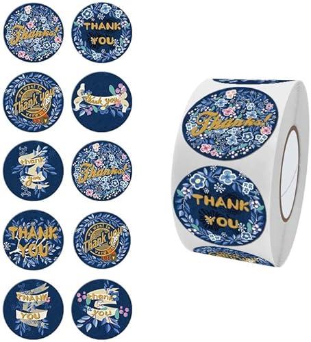 DNYMJBO 500 PCS Thank You Stickers, Ten Floral Pattern Designs Thank You Labels, Self-Adhesive Stickers for Wedding Birthday Party Gift Wrap Bag, 1 Inch Thank You Sticker for Small Business, A249, Set of 4