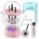 Electric Makeup Brush Cleaner - 9000 RPM Makeup Brush Cleaning Machine, IP65 Waterproof Automatic Makeup Brush Cleaner for Makeup Sponges and Brushes(Pink)