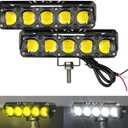 Motorcycle LED Spotlight Yellow/White Hi-Low Combo Beam LED Driving Fog Light Bar, 2Pcs 6.5Inch Offroad Driving Lights Pod Lamp Work Auxiliary Lights for Trucks, Vehicles, ATVs,UTVs, Tractors (Single Row)