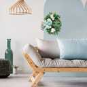 18" St. Patrick's Day Shamrocks Wreath for Front Door Artificial Clover Wreath with Hydrangea Green Leaves Bow Welcome Board for Irish St. Patrick's Day Decoration Home Spring/Summer Decor