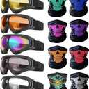 Peicees 13PCS Motorcycle Set, 5 Dirt Bike Ski Goggles UV Protection Dustproof Windproof Safety Glasses with 8 Skull Face Mask