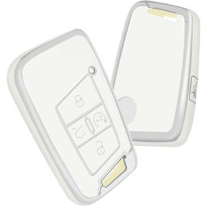 for VW Key Fob Cover, TPU Key Fob Case Cover Fits for VW Volkswagen Atlas Golf Alltrack Atlas Jetta Passat Arteon Tiguan Car Accessories Smart Key Holder, White