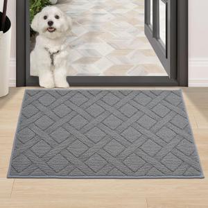 COSY HOMEER Door Mat Indoor Entrance, Non-Slip Absorbent Doormat for Front Door, Low-Profile Entryway Mat for Dirty Paws, Washable Dirt Trapper Mats (24"x36", Grey)