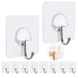 FOTYRIG Adhesive Hooks Heavy Duty Wall Sticky Hooks for Hanging Wall Hangers Without Nails 15lb(Max) 180 Degree Rotating Seamless Stick on Bathroom Kitchen Office Outdoors