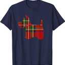 Scottie Dog Scottish Terrier Royal Stewart Tartan Red Plaid T-Shirt (Small, Navy)