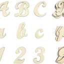 2 Inch 458 Pcs Wooden Cursive Letters Numbers Crafts Unfinished Wood Alphabet Letters ABCs Numbers 0-9 with Extras for Wall Decor