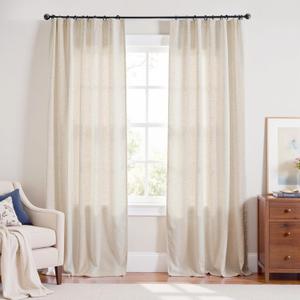 jinchan Beige Linen Blend Curtains 96 inch Length 2 Panels for Bedroom Living Room, Floor to Ceiling 60 inch Wide Farmhouse Drapes with Rod Pocket Back Tab(60W x 96L, Ecru)