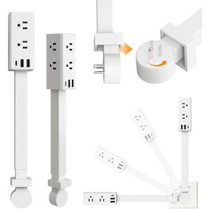 Electrical Outlet Extender Stick with 6 Outlets & 2 USB-A+1 USB-C Ports USB-A & USB-C Ports, 360° Rotating Wall Socket Expander for Couches Nightstands Desks Hard-to-Reach Areas (A #)
