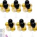 6 Set Balloon Stand with Balloons, Black and Gold Party Decorations, Birthday Graduation Retirement Father's Day Halloween New Years Decorations 2025