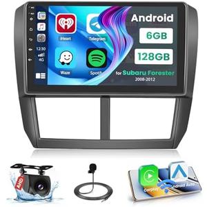 [8-Core 6+128GB] Android 15 Car Stereo for 2008-2012 Subaru Forester Impreza WRX Radio, 9 Inch IPS Touch Screen Radio Wireless Apple Carplay Android Auto, Bluetooth GPS WiFi 32EQ/DSP/FM/SWC Backup Cam