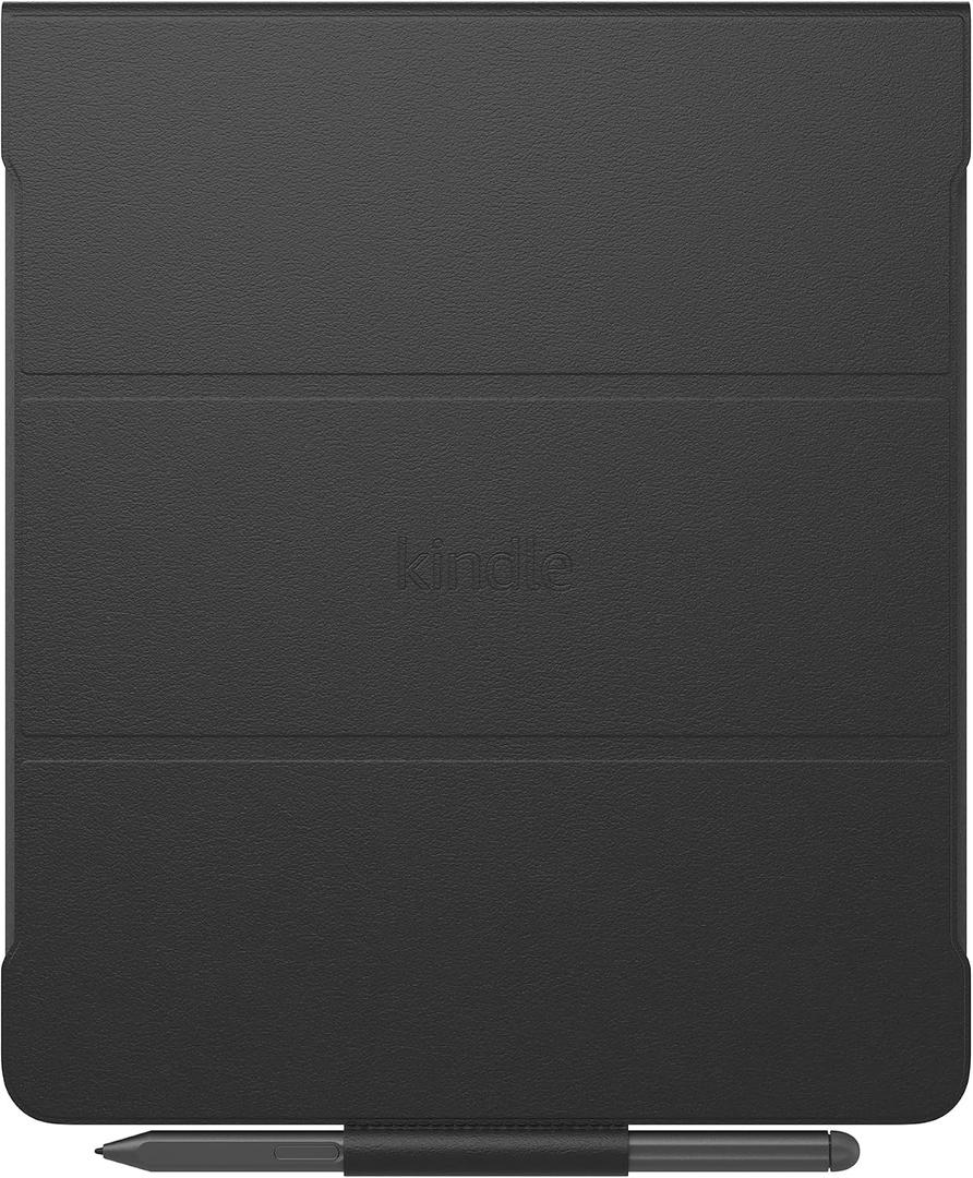 Amazon Kindle Scribe Leather Folio Cover with Magnetic Attach, Sleek Protective Case (Black)