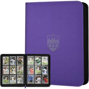 Trading Card Binder 9 Pocket, GERMUN PU Cover Card Binder for 360 Cards, Premium Trading Card Holder Folders, Double Sided Pocket Card Album for MTG, TCG (Purple)
