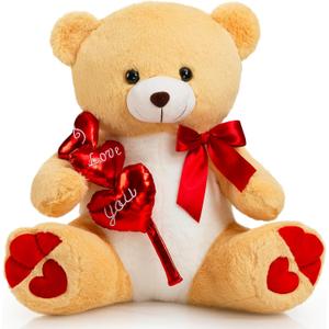 HollyHOME I Love You Teddy Bear Stuffed Animal Plush Teddy Bear with Red Hearts and Bow Sweet Plush Toy Gift 20 inches