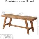 HOKYHOKY Farmhouse Solid Wood Entryway Bench 43.4 Inches Rustic Long Bench, Dining Bench with Angled Legs, Hand-Finished Natural Grain, for Foyer, Hallway, Bedroom