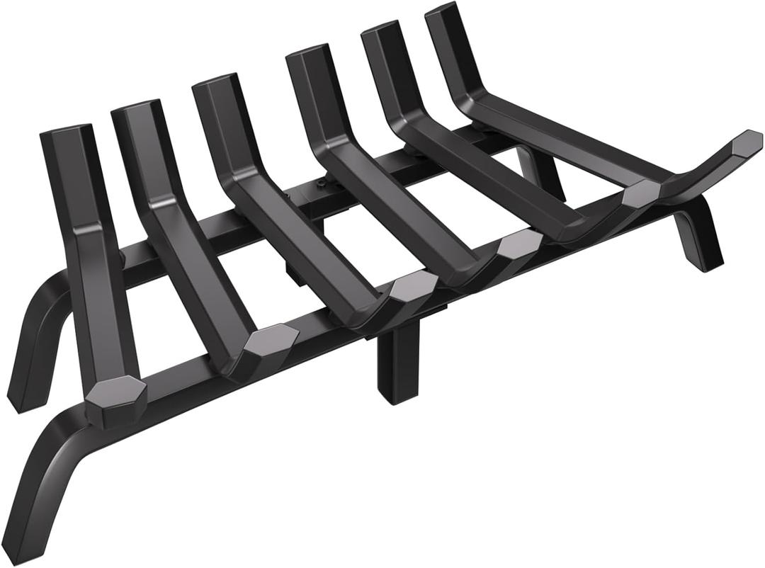 AMAGABELI GARDEN & HOME Fireplace Grate Log Holder 24 Inch Firewood Burning Rack Heavy Duty Wrought Iron Solid Steel for Chimney Hearth Fire Pit Outdoor Kindling Tools Wood Stove Accessories
