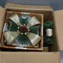 Alpine Corporation 3 Piece Wooden Gift Box Christmas Decor with LED Lights, Golden Ribbon