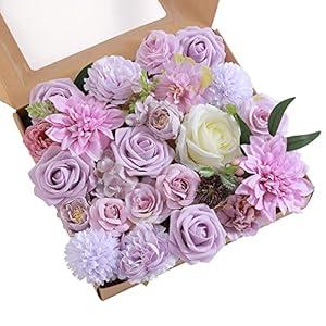 Artificial Flowers Combo, Fake Flowers for DIY Tables Centerpieces Baby Shower Bridal Shower Wedding Bouquet Arrangements Party Candle Holder Cake Decor Flower Home Decorations (Blue White)