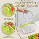 Divided Chilled Serving Tray for Parties,Ice Chilled Party Platter,Ice Serving Bowl with Lid and Handle,Charcuterie Serving Board,Cold Dish Dip for Fruit Seafood Vegetable Shrimp Cocktail Appetizer... (Green)