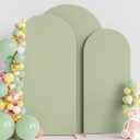 Wokceer Wedding Arch Backdrop Cover 7.2FT, 6.6FT, 6FT Set of 3 Spandex Fitted Sage Green Arch Covers for Round Top Chiara Arch Backdrop Stands Cover for Birthday Party Ceremony Decor