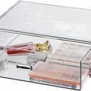 Clear Plastic Storage Drawer for Dresser Bathroom Tabletop Desktop Vanity Organizer, Transparent Sturdy Stackable 1-Drawer Organizer, 10.8×7.6×3.5 Inches