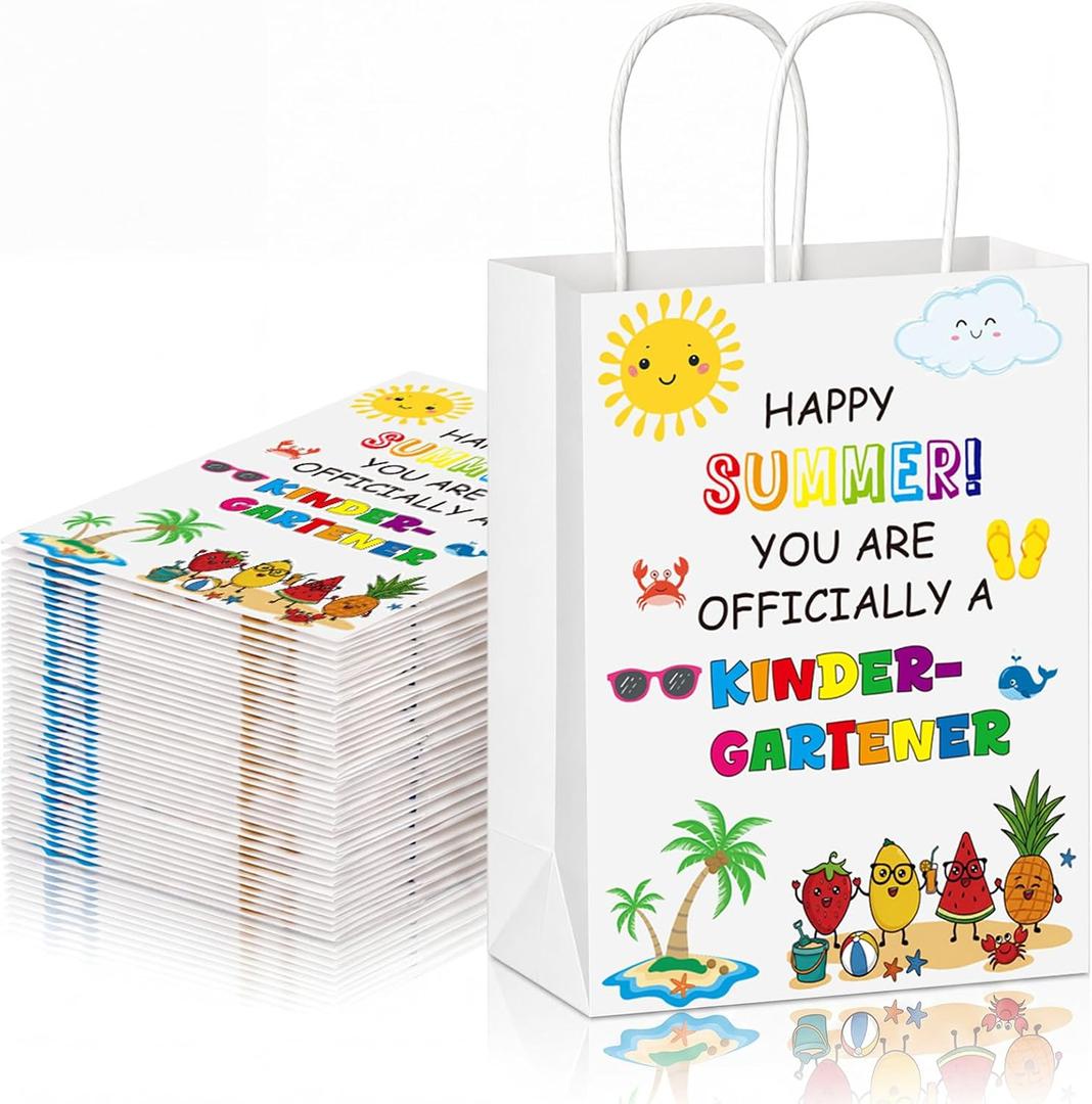 Crtiin 24 Pcs End of Year Gifts Bags for Kindergartener, Summer Party Favor Bags Bulk with Handles, Last Day of School Goodies Bag, Class Present Bag for School's Out Classroom Favor Student Classmate