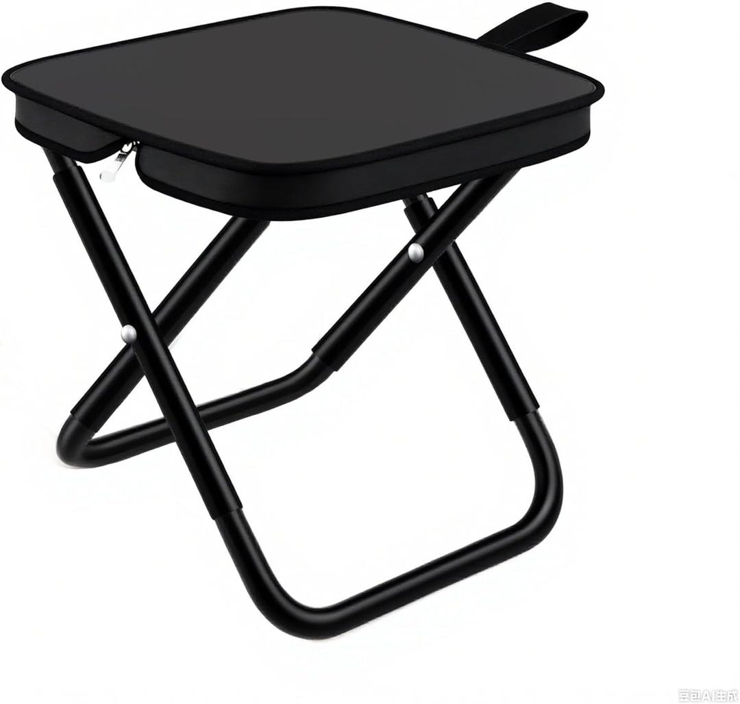 2 Pack 13 inch Folding Stool Portable Camping Chairs with Carry Bag for Outdoor Mountaineering Fishing Hiking Hunting Foot Stool Mini Travel Chair (Black Large)