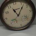 Geevon 16" Vintage Wall Clock Non Ticking with Hygrometer and Thermometer Combo,Battery Operated Quartz Decorative Wall Clocks for Home,Living Room,Office,Classroom,Kitchen,Bedroom Decor