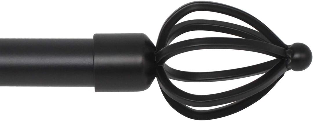 KNOBWELL 22 to 48 Inch Curtain Rod for Living Room, Bathroom Curtain Rod Black for 22"-47" Windows, 1" Diameter Heavy Duty Rods with Cage Finials