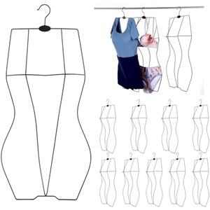 Reallnaive 10 Pack Body Shape Hangers for Display Swimsuit Display Hanger Metal Wire Swimwear Hangers for Bikini Lingerie Dress Black, 4mm Thickened
