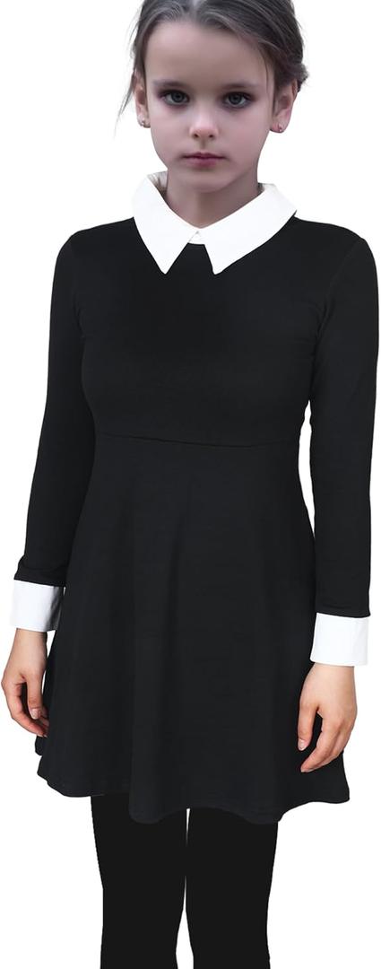 Berlune Girls Halloween Costume Dress Black Victorian Collar Costume for Girls Gothic Dress Halloween Cosplay Outfit