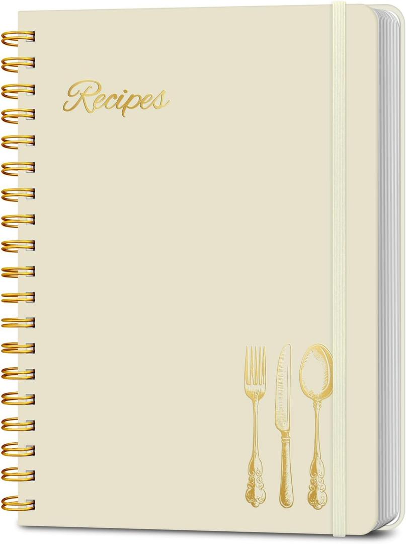 LuBudingJoy Blank Recipe Book to Write in Your Own Recipes. Sprial Hardcover Blank Cookbook, Recipe Journal Hold 130 Recipes(Oat)