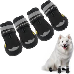 Dog Shoes for Dogs Paw Protectors Dog Boot for Outdoor with Anti-Slip Sole, Dog Booties for Medium to Large Dogs 4Pcs, with Rugged Sole for Beach and Snow (Size 6) (#6 (3.07"Length 2.56"Width) for 52-68 lbs, Black)