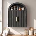 Kalrin Arched Wall Cabinet, Large Wood Bathroom Cabinet Wall Mounted Cupboard, Modern Floating Storage Cabinet with Door Adjustable Shelf, Wood Organizer Black, 23.6"W x 31.5"H x 7.8"D