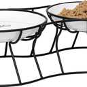 Elevated Cat Bowls, 5.9 Inch Wide Ceramic Cat Food Bowls with Metal Stand Whisker Stress-Free, Raised Food and Water Dish for Cats, Kitten
