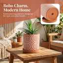 Jucoan 2 Pack Terracotta Plant Pot, 5'' Red Clay Planter Pot with Boho Flower Pattern, Ceramic Cactus Flower Planter Succulent Pot with Drainage Hole and Saucer for Indoor Outdoor Plant