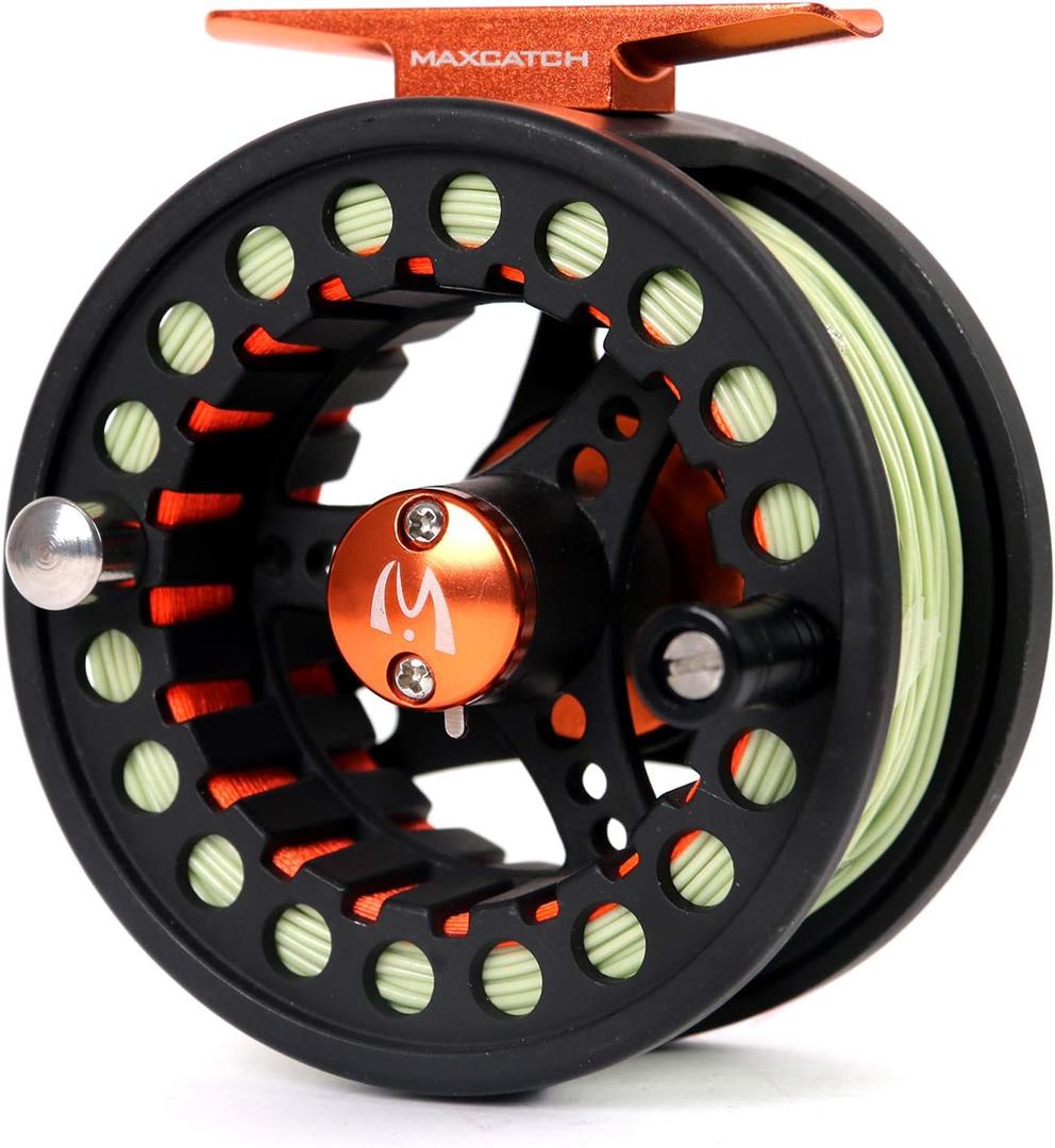 M MAXIMUMCATCH Maxcatch ECO Large Arbor Fly Fishing Reel (3/4wt 5/6wt 7/8wt) and Pre-Loaded Fly Reel with Line Combo