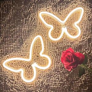 Butterfly Neon Signs for Wall Office Dorm Wedding Birthday Party Room Decor,Neon Butterfly Led Signs Butterfly Decorations for Teen Girls,USB or 3-AA Battery Powered,2Pack(Warm White)