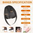 Clip in Bangs 100% Real Human Hair, Fake Bangs Hair Clip on Bang for Women, Natural Black Wispy Bang Fringe with Temples Hairpieces Extensions for Daily Wear (Natural Black, Wispy Bangs)