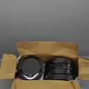 bUCLA 600PCS Black and Gold Disposable Dinnerware Set - Black Plastic Plates Disposable for Party Include 100 Dinner&100 Dessert Plates,100 Knives,100 Forks,100 Spoons,100 Cups