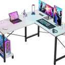 DUMOS L Shaped Desk, Computer Gaming Desks Corner Office Table with CPU Shelf for Home Study Writing Work Station 50 Inch, White