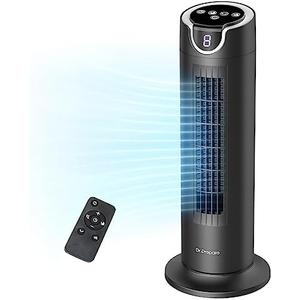 DR.PREPARE Tower Fan for Bedroom, 25 dB Quiet DC Bladeless Fan with Remote, 8 Speeds, 1-8H Timer, 80° Oscillating Fans for Indoors, 16 Inch Portable Desk Table Fans for Room, Home, Office