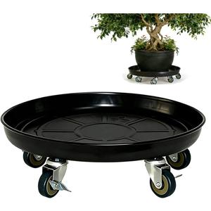 SIAMO 18" Heavy Duty Plant Caddy (470lbs Capacity)-Lockable Non-Scratch Swivel Casters Rolling Plant Stand Dolly Saucer for Large Ceramic Planters & Heavy Trees Indoor & Outdoor,Black,1-Pack