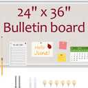 Linen Bulletin Board,Pin Boards for Walls,Fabric Bulletin Board,White Wood Frame Beige Linen,23.6"x35.4",Large Pin Board for Office,Home Kitchen, Vision Cork Board (WH-6090)