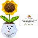 Positive Handmade Sunflower Crochet Doll - with Card Deserve All The Good Thing - Emotional Support Gifts for Teacher,Coworker,Best Friend,Mom,Dad,Sister - Birthday, for Women,Men