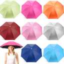Covzoe 8 Pack Umbrella Hats, 27 Inch Hands Free Head Umbrella with Elastic Band, Folding UV Protection Waterproof Sun Rain Cap for Fishing, Beach Hiking, Camping, Gardening, Multicolor