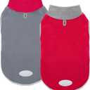 cyeollo 2 Pack Dog Sweaters Stretchy Fleece Sweatshirt with Leash Hole Pullover Stretchable Reflective Dog Sweater Pet Clothes for Small Puppy Dogs Cats Apparel Size S